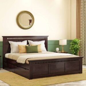 Afreen Sheesham Kuber Side Drawer Bed Walnut