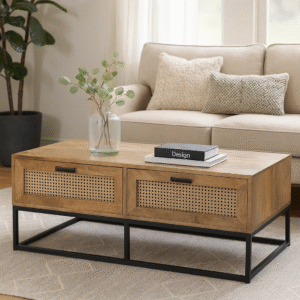 WOODKALAKAR Industrial 2 Drawers Coffee Table