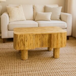 Rectangular Shape Center Table with Groove Design