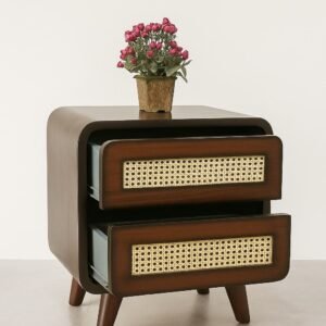 CaneCraft Retro Chic Bedside Table