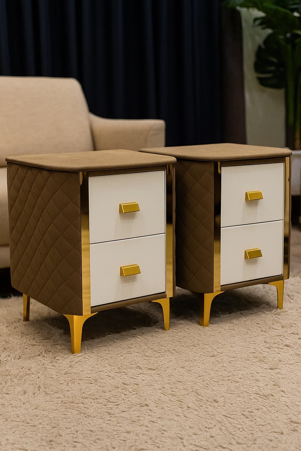 VelvetVault Gold Edition Nightstand