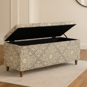 Walnut Haven Upholstered Storage Bench