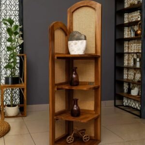 Woodkalakar Trovana Cane Shelf | bookshelf | corner shelf