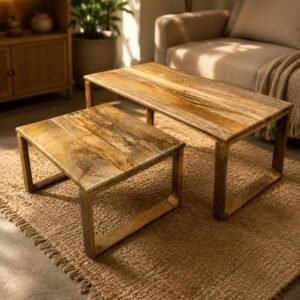 Woodkalakar Aureo Solid Wood Nesting Table Set